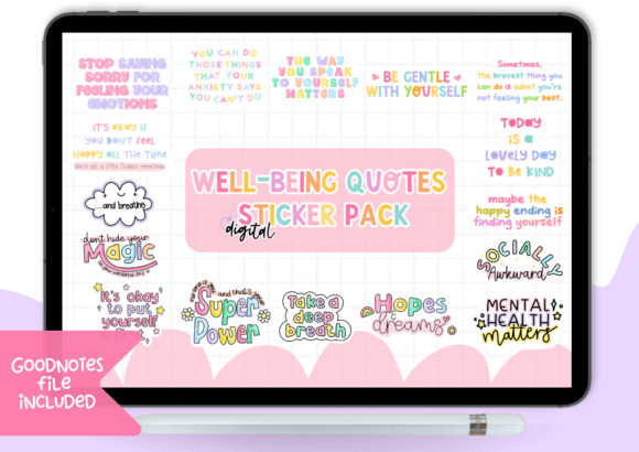 Download 16 Well-Being Quote Digital Sticker Pack - Digital sticker Collection