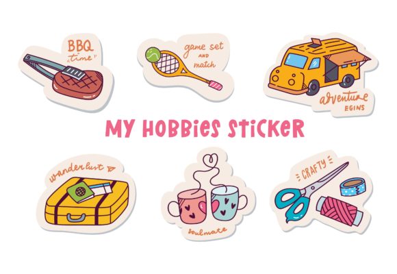 Download Cute Digital Sticker Set, Hobbies Theme - Premium Resources