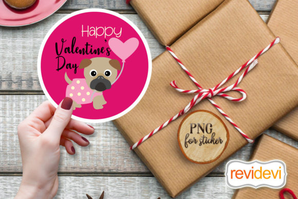 Download Happy Valentine Sticker Pink Pug - Valentine sticker Collection