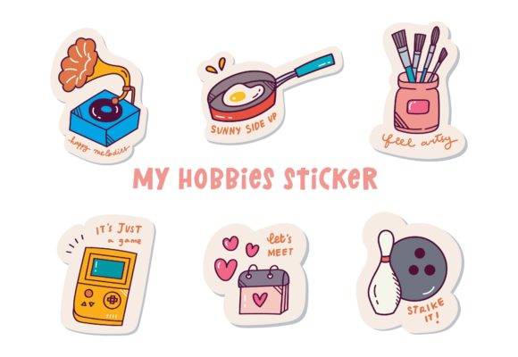Download Cute Digital Sticker Set, Hobbies Theme - Premium Resources