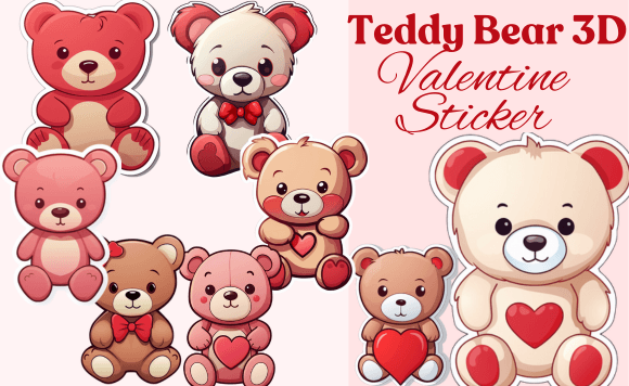 Download Teddy Bear 3D Valentine Sticker - Valentine sticker Collection