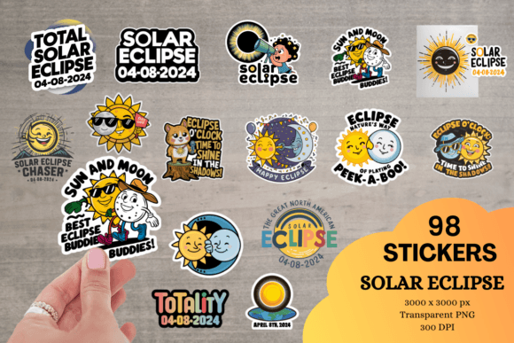 Download Solar Eclipse Digital Sticker Bundle - Digital sticker Collection