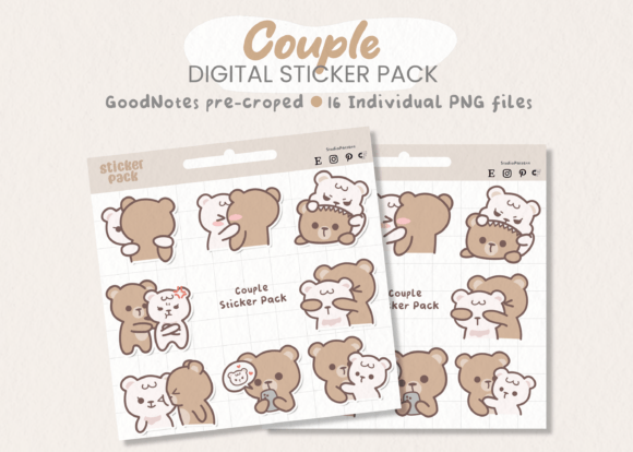 Download Couple Bear Digital Sticker Pack - Digital sticker Collection