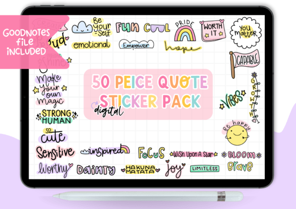 Download 50 Piece Quote Digital Sticker Pack - Digital sticker Collection