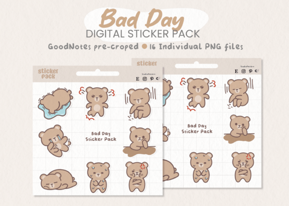 Download Bad Day Bear Digital Sticker Pack - Digital sticker Collection