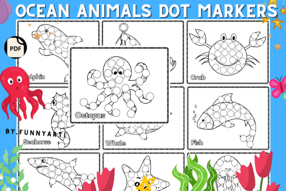 Download Sea Animals Dot Markers Coloring Pages - Marker Collection