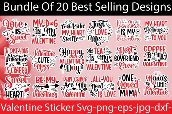 Download Valentine Sticker SVG Bundle - Valentine sticker Collection