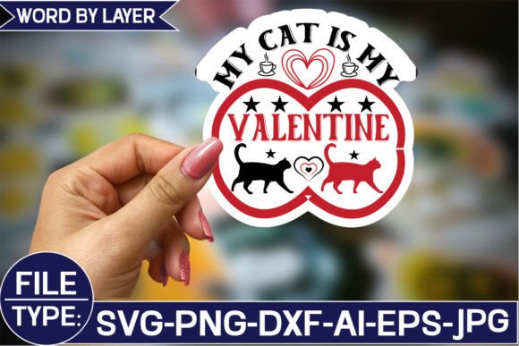 Download My Cat is My Valentine Sticker SVG Desi - Valentine sticker Collection