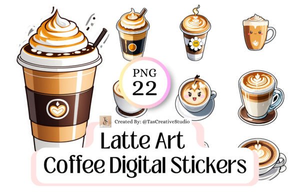 Download Coffee Latte Art Digital Sticker Bundles - Digital sticker Collection